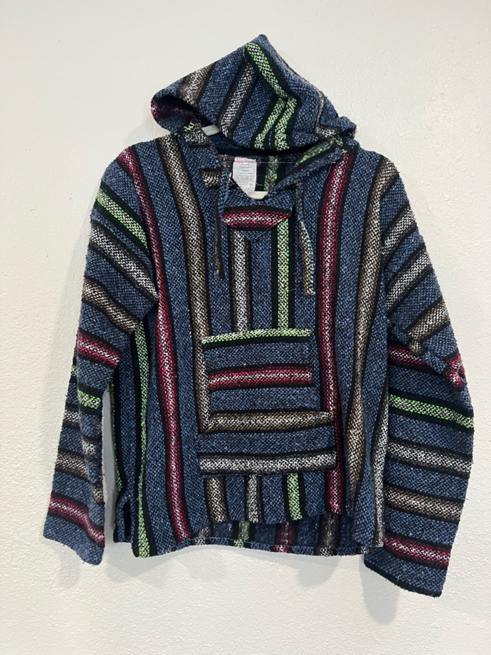 Baja Artisan Made in Mexico Striped Hoodie Sweater Size Medium